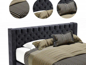 cama estofada alana Modelo 3D