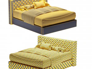 cama estofada alana Modelo 3D