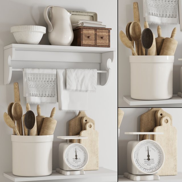 kitchen decor set 01 3D Модель .c4d .max .obj .3ds .fbx .stl .blend 