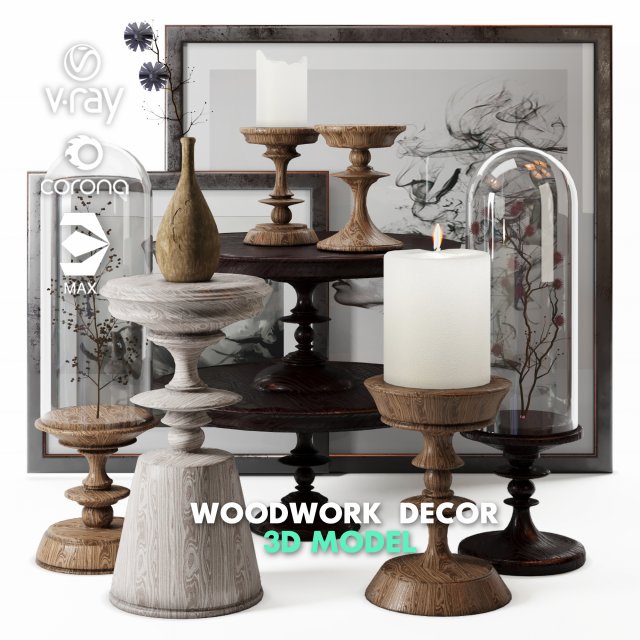 3dasset nuage woodwork decorative Model 3D .c4d .max .obj .3ds .fbx .stl .blend 