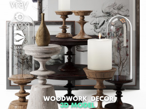 3dasset nuage woodwork decorative 3D Model