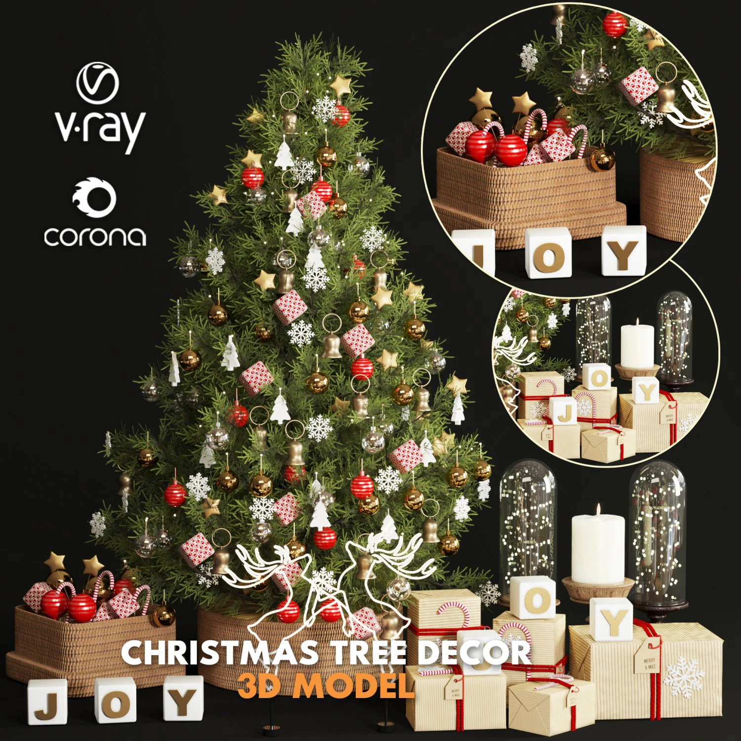 christmas tree decor 3D Model .c4d .max .obj .3ds .fbx .stl .blend