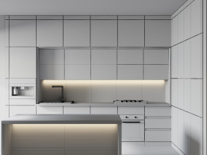 modern kitchen with island 3D Model