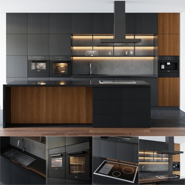 modern kitchen with island 003 Modelo 3D .c4d .max .obj .3ds .fbx .stl .blend 