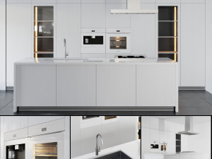 white modern kitchen 3D Модель