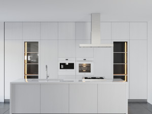 white modern kitchen Modello 3D