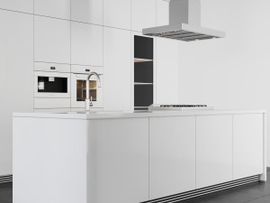 white modern kitchen Modello 3D