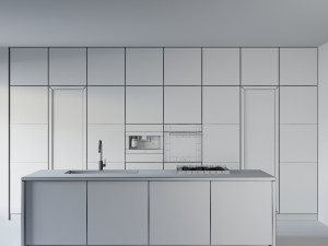 white modern kitchen Modello 3D
