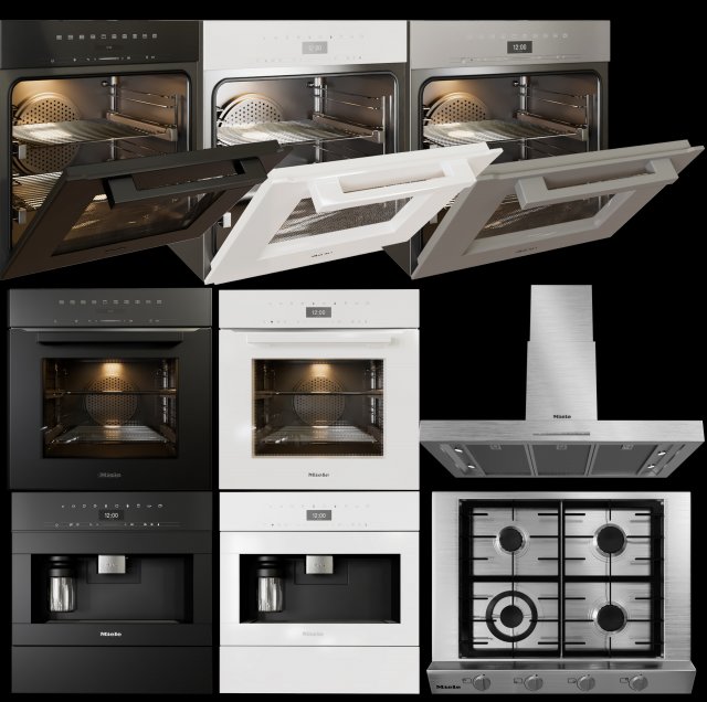 miele cooking appliances collection Modelo 3D .c4d .max .obj .3ds .fbx .stl .blend 