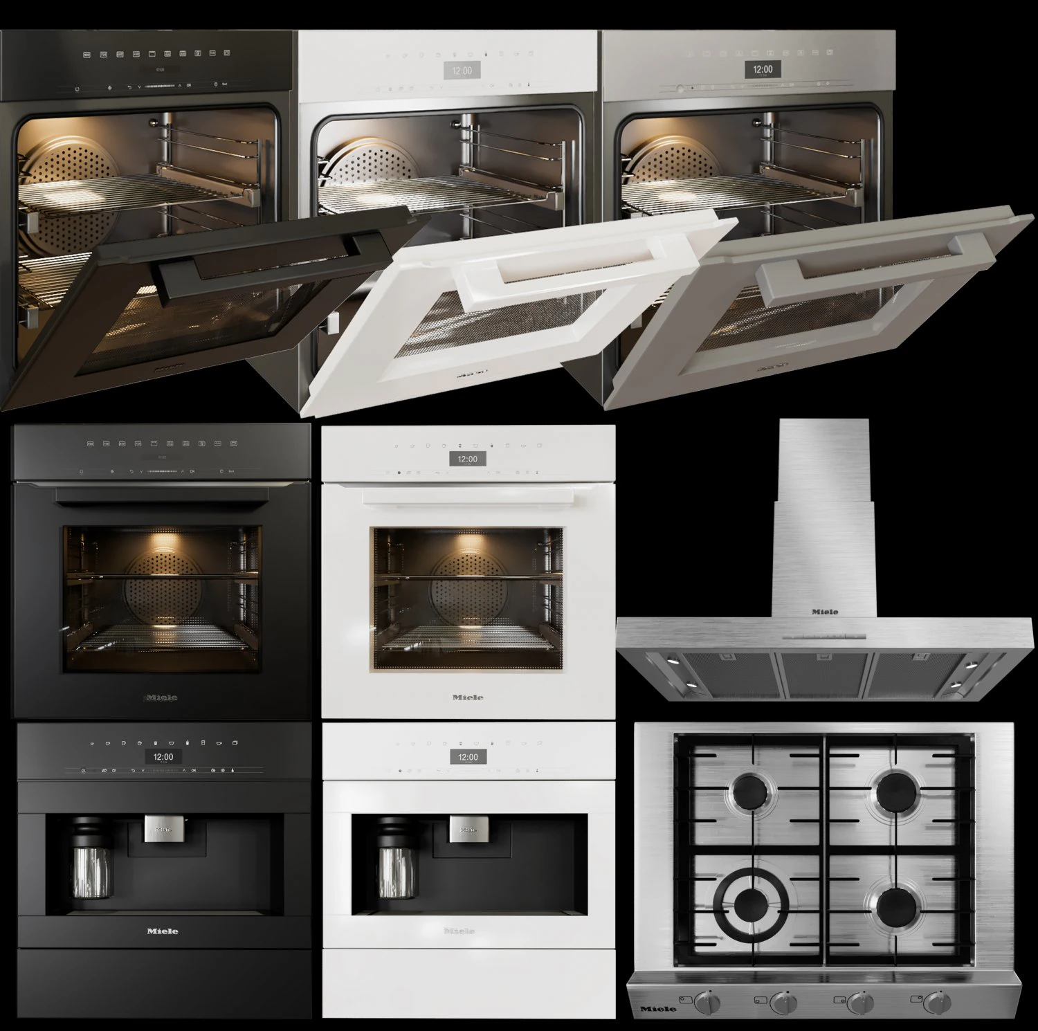 cole&ccedil;&atilde;o de eletrodom&eacute;sticos de cozinha miele Modelo 3D .c4d .max .obj .3ds .fbx .stl .blend 