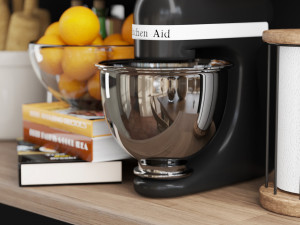 kitchen accessories on wood shelves 3Dモデル