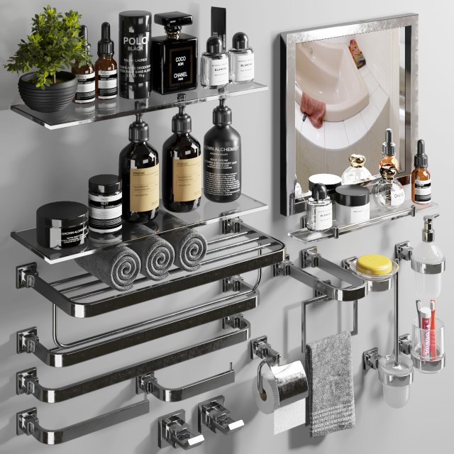 stainless steel hardware bathroom Model 3D .c4d .max .obj .3ds .fbx .stl .blend 