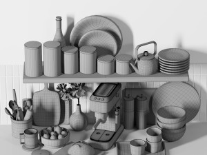 kitchen shelf decorative 002 3D Model
