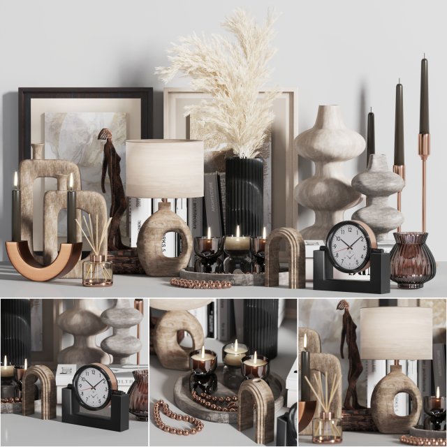 pampas decorative set 004 3D Model .c4d .max .obj .3ds .fbx .stl .blend 