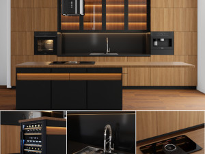 modern kitchen with island 004 3D Модель