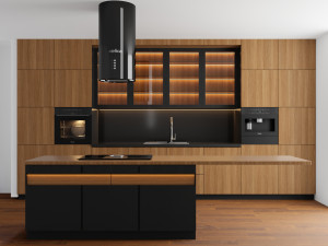 modern kitchen with island 004 Modello 3D
