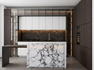 moderne K&uuml;che mit Insel 006 3D Modell