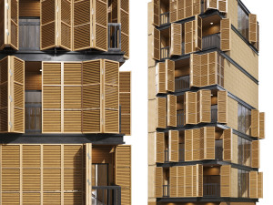wooden facade building 3D Model