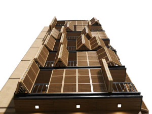 wooden facade building 3D Model