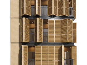 wooden facade building 3D Model