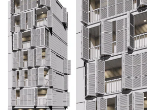 wooden facade building 3D Model