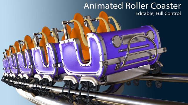 3d animated roller coaster train Model 3D .c4d .max .obj .3ds .fbx .stl .blend 
