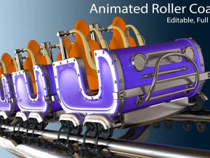 3Dアニメーションのジェットコースター列車 3Dモデル