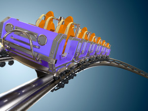 3d animated roller coaster train Model 3D