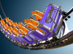 3d animated roller coaster train 3D Model