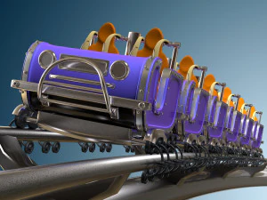 3d animated roller coaster train 3D Model