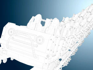 3d animated roller coaster train 3D Model