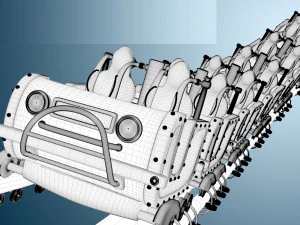 3d animated roller coaster train 3D Model