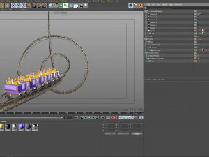 3d animated roller coaster train 3D Model
