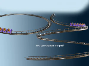3d animated roller coaster train 3D Model