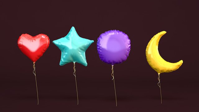 shaped foil balloons 3D Модель .c4d .max .obj .3ds .fbx .stl .blend 