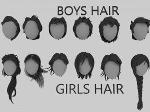Low-poly Hair Pack Male Female 3D Model