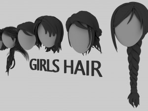 Low-poly Hair Pack Male Female 3D Модель