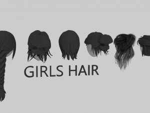 Low-poly Hair Pack Male Female 3D Model