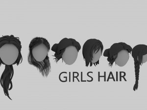 Low-poly Hair Pack Male Female 3D Модель