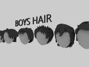 Low-poly Hair Pack Male Female 3D Модель