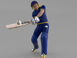 Cricket Batsman Animated 3D Model