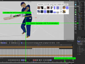 Cricket Batsman Animated 3D Model