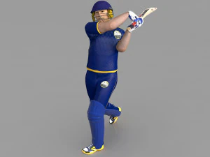 Cricket Batsman Animated 3D Model