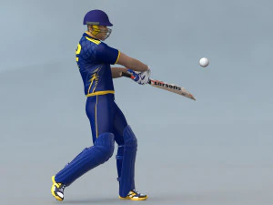 Cricket Batsman Animated 3D Model