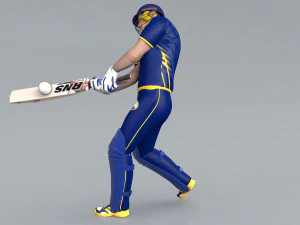 Cricket Batsman Animated 3D Model