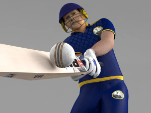 Cricket Batsman Animated 3D Model