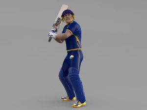Cricket Batsman Animated 3D Model
