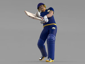 Cricket Batsman Animated 3D Model