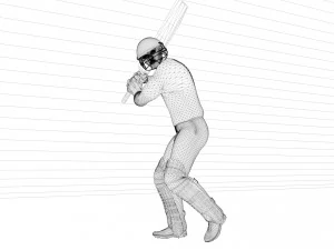 Cricket Batsman Animated 3D Model