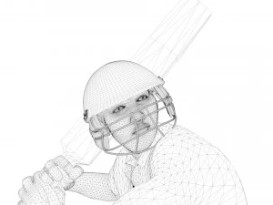 Cricket Batsman Animated 3D Model